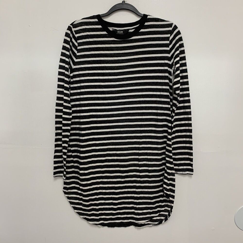 Neuw Striped Black White Long Sleeve Shirt Womens XS